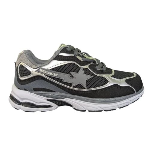 Chaussures American College Baskets Noire Et Argentée