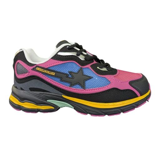 Chaussures American College Baskets Noire Et Multicolore