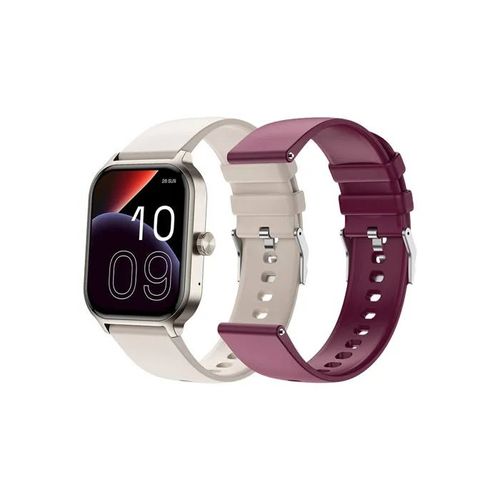 SPC SMARTEE DUO 3 - Montre connectée vec écran AMOLED 1,93¿, appels Bluetooth, beige/bordeaux