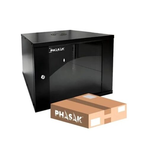 Armario mural Phasak PHO 2009D Rack 19" 9U 530x400 desmontado panel trasero extraíble cristal templado