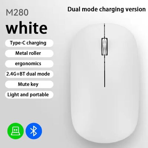 souris sans fil de Type C, chargement silencieux, clic, Portable, ergonomique, pour ordinateur Portable, universel, léger, jeu de bureau, sans bruit white