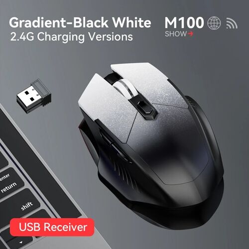 souris sans fil silencieuse jeu de bureau double mode charge souris Bluetooth-2.4G charge souris de jeu ordinateur portable bureau universel Charging Black