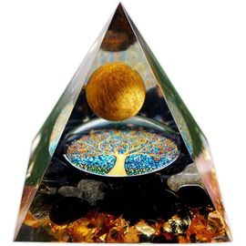 Orgonite Pyramide, Chakra Cristal Arbre De Vie,Reiki Guérison Boule De Cristal Protection Obsidienne Cristal Ornement Pour Décoration Maison 60mm