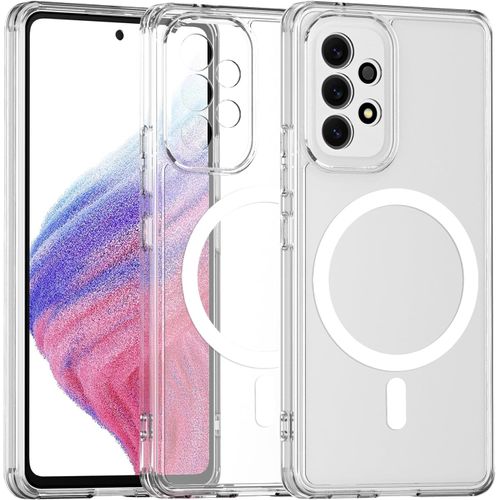 TRAHOO-Coque pour Samsung Galaxy A53 5G Compatible avec MagSafe, Magnétique Housse Étui Protection d'objectif Anti Rayures Antichoc Case Transparente