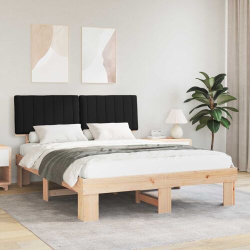 vidaXL Cadre de lit avec tête de lit rembourrée Noir 160 x 200 cm