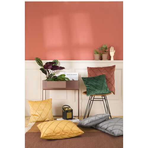 Housses De Coussin Velours Relief Pli Cousu Vert 50x50-Lot De 2