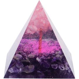 Orgonite Pyramide Protection- Cristal Chakra Reiki Ornement De Vie D'Arbre Symbolise La Percée De Carrière Bonheur Sécurité Santé Cadeau De Guérison Positive - 6cm