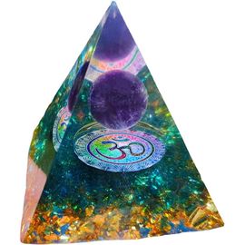 Pyramide D'Orgonite À 7 Chakras, Décoration Feng Shui En Cristal Naturel De Guérison Reiki, Cristal De Guérison En Améthyste Pour Divination, Méditation, Yoga, Protection Équilibrante 6 Cm