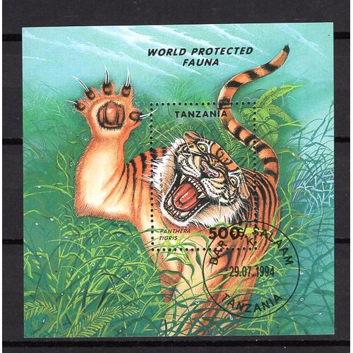 Tanzanie 1994 Animaux Sauvage Le Tigre Bloc Oblitere Yvert N° 247