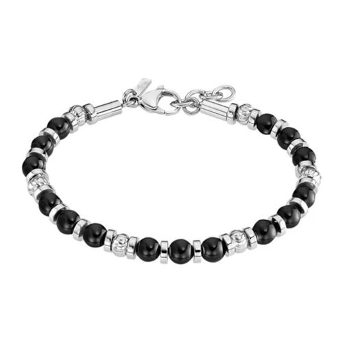 Bracelet - Lotus - Lotus Style Perle Noire - Acier Inoxydable - 22 Cm - Femme