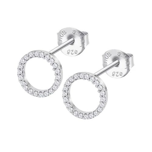 Boucles D'oreilles - Lotus - Silver Redondo - Argent 925 - Oxyde De Zirconium - Design Minimaliste