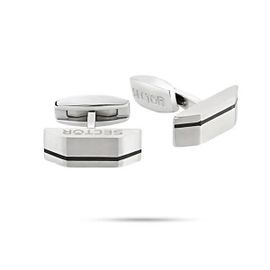 Boutons De Manchette - Sector - Safu01 - Acier Et Résine - Noir Et Argent - Chic