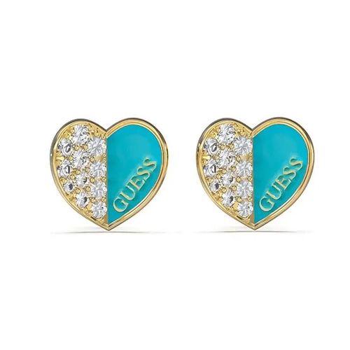 Boucles D'oreilles - Guess - Jube03048jwygtqt-U - Doré - Acier Inoxydable - Coeur Bleu Émaillé