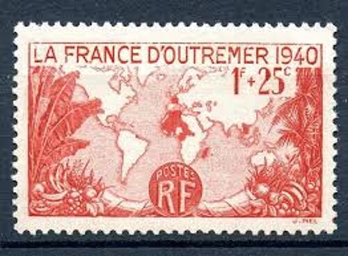Pour Le France D'Outre-Mer : Carte De L'Empire Français Année 1940 N° 453 Yvert Et Tellier Luxe