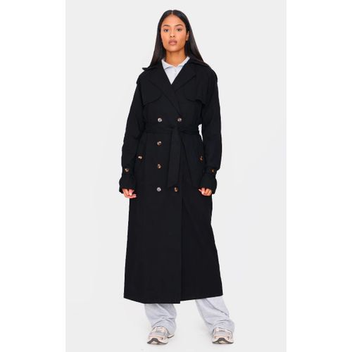 Femme Tall Trench Ceinturé Noir À Empiècements | Taille 36