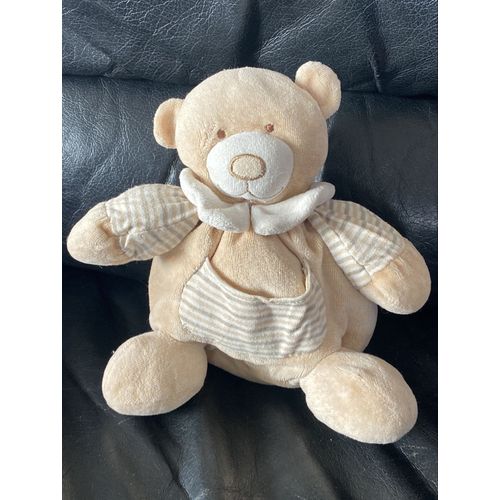 Peluche boule ours marron, crème et blanc Playkids 20cm