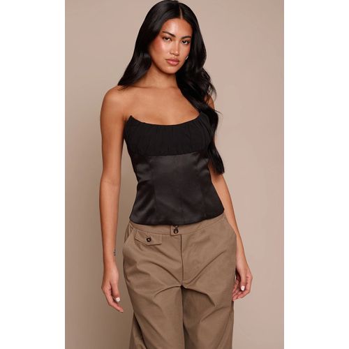 Femme Corset Bustier Noir À Buste En Mousseline De Soie | Taille 36