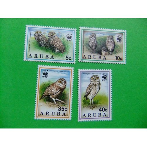 40 Aruba 1994 / Wwf Pajaros Buho Wls Birds Vogels Oiseaux / Yvert 134 / 137 Mnh