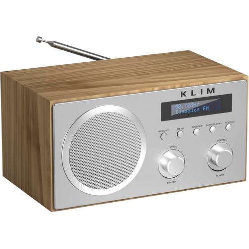 KLIM Poste Radio Réveil Dab Plus Bluetooth en Bois | Compatible Dab, Dab+, Radio FM et MP3 | Fonctionne sur Secteur | Haut-Parleurs HiFi | Prise USB/AUX