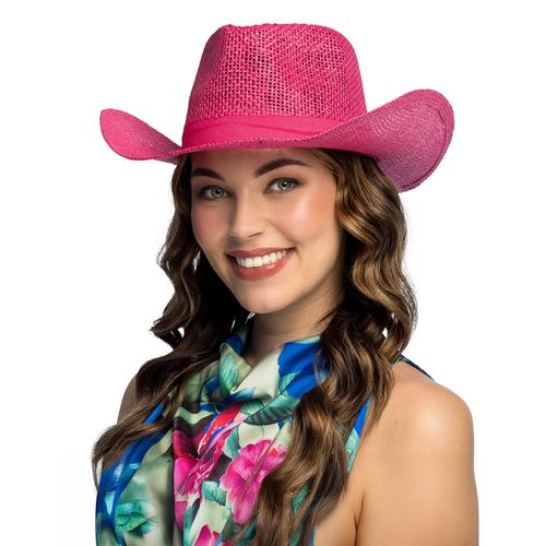 Chapeau De Cowboy Tressé Rose Adulte