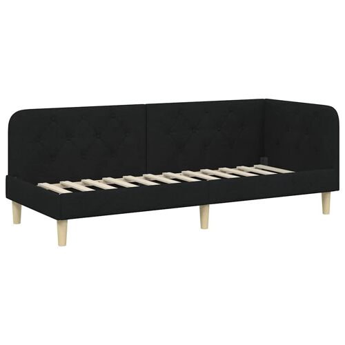 vidaXL Cadre de lit d'angle avec tête de lit Noir 80 x 200 cm tissu