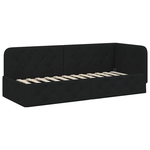 vidaXL Cadre de lit d'angle avec tête de lit Noir 80 x 200 cm tissu