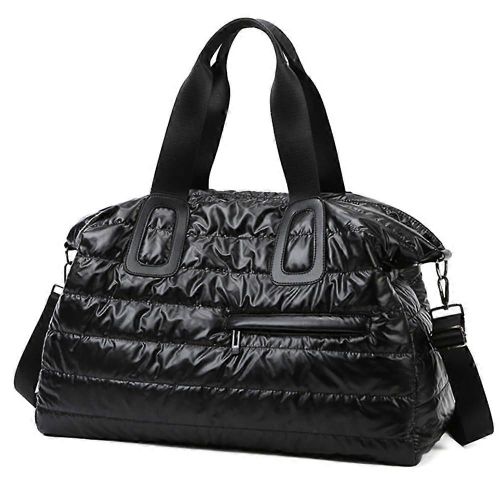 Sac de sport pour femme, grand cabas polochon, sac bandouliere rembourre multifonctionnel, impermeable, ideal pour les voyages et le fitness, noir