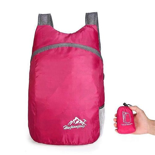 Sac a dos pliable ultraleger 20L etanche pour les sports de plein air et les voyages (rose)