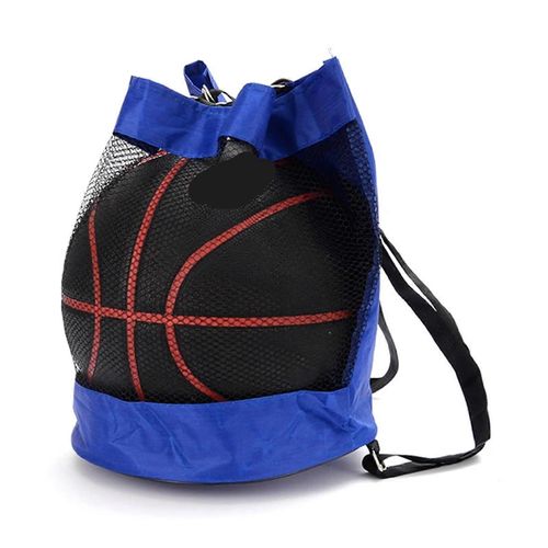 Sac de basket en filet, sac de rangement pour ballon de football/soccer, sac a dos de volley-ball, sac d'entraînement bleu