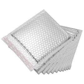 Enveloppe a bulles thermiques, 18 x 18 cm, argentee, autocollante, pour livres, aliments, cosmetiques, lot de 10