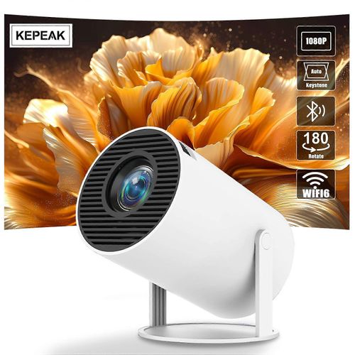 Mini projecteur avec Wi-Fi 6 et Bluetooth - Projecteur Full HD 4K/1080p, 12 000 lumens