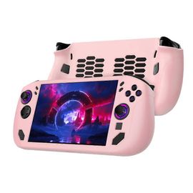 etui de protection en silicone rose pour console portable Lenovo Legion GO S, protection antichoc, revetement doux.