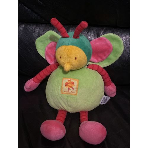 Doudou Moulin Roty Peluche Louna l'Abeille Vert Jaune Rose Orange 32cm