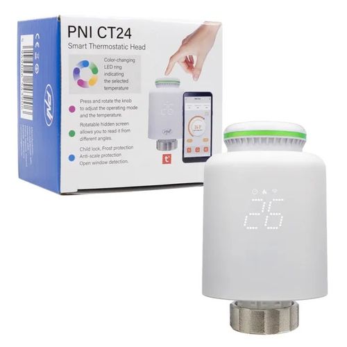 Tête thermostatique intelligente PNI CT24 pour radiateur, application mobile Tuya Smart