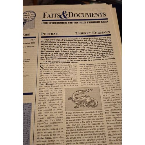 Faits Et Documents 117 Septembre 2001 Thierry Ehrmann