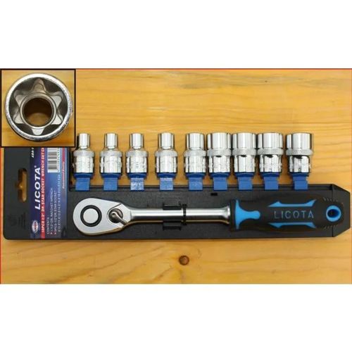 Jeu De Douilles Torx 1/2 Pouce Avec Cliquet Réversible Et Profil E