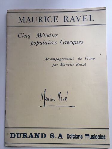 Partition 5 Mélodies Populaires Grecques - Maurice Ravel