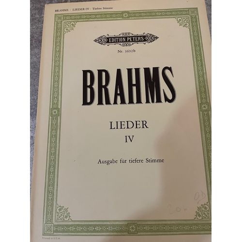Brahms Lieder - Vol 4 Pour Voix Graves Editions Peters
