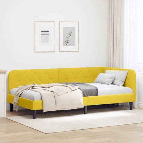 vidaXL Cadre de lit d'angle avec tête de lit Jaune 90 x 190 cm Velours
