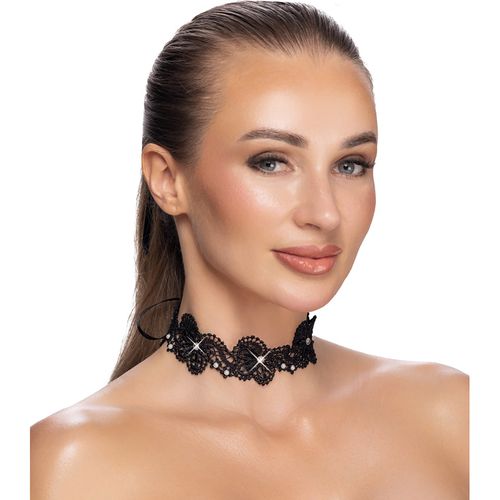 Collier Perles Noeud Noir - Cottelli Collection