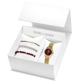Coffret Femme Pya Doré Cadran Bordeaux Bracelet Acier Milanais Doré 12 Mm