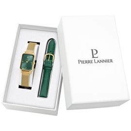 Coffret Femme Ariane Doré Cadran Vert Bracelet Cuir Vert 12 Mm