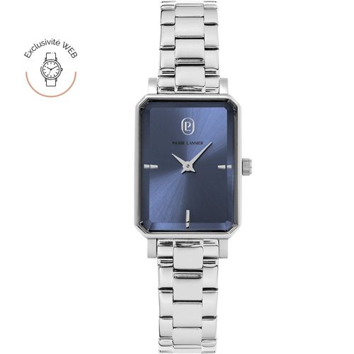 Montre Femme Ariane Noir Cadran Bleu Bracelet Acier Argenté 12 Mm