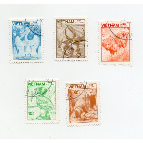 Vietnam- Lot De 5 Timbres Oblitérés- Animaux Divers