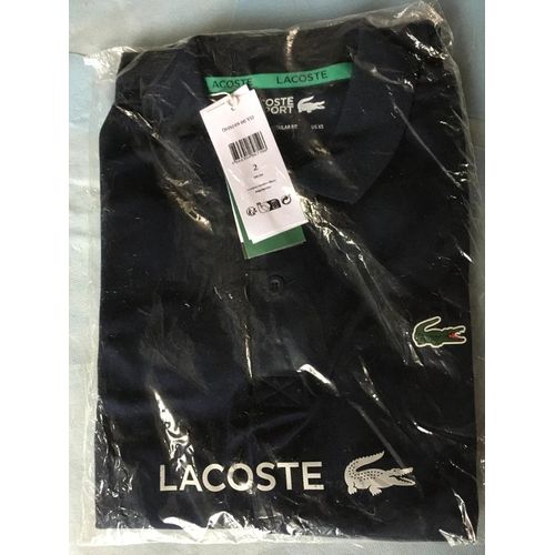 Authentique Polo Homme Lacoste Marine / Lisere Vert Fonce - Taille 2