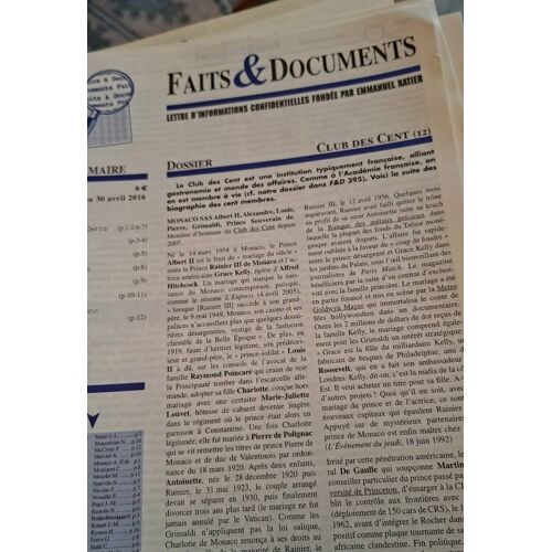 Faits Et Documents 414 Avril 2016 Le Club Des Cent