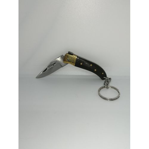 Laguiole Bougna - Couteau Porte Clé En Bois & Laiton - Lame De 5 Cm - Longueur Totale : 11 Cm