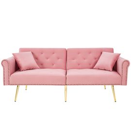 Canapé Lit 2 Places Confort Nuage,3 Positions Réglables(105°/135°/180°),Tissu Laine Antistatique,pour Salon,Rose