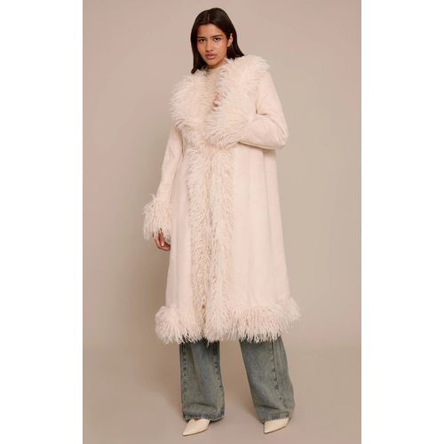 Femme Tall Manteau Long Style Afghan Crème | Taille Small