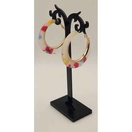 Boucles D'oreilles Anneaux Creoles Marbrees Multicolore !